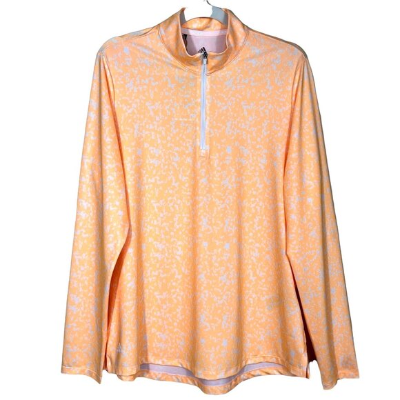 Adidas Printed Aeroready 1/4 Zip Golf Pullover Acid Orange Women’s Large - Picture 2 of 15